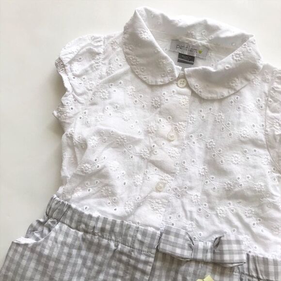 Petit Lem eyelet/gingham mix romper  EUC 9 months - Picture 2 of 4